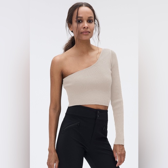 Alp N Rock | ANR+ Marie One Shoulder Eco Vero Ribbed Sweater in Stone Small - Picture 2 of 8